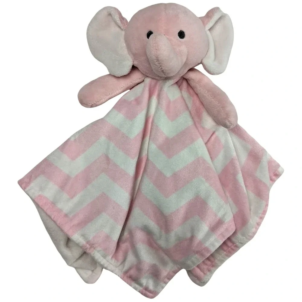 Carter's Pink White Chevron Zig Zap‎ Elephant Baby Security Blanket Lovey Girl